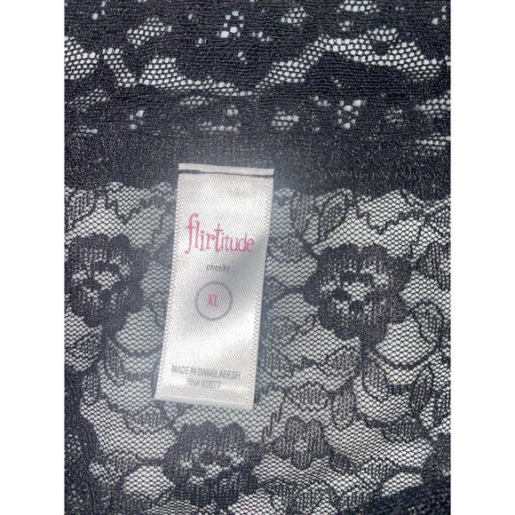 Flirtitude Cheeky Panties XL Thong Lot of 4 Black Lace New - Picture 6 of 6